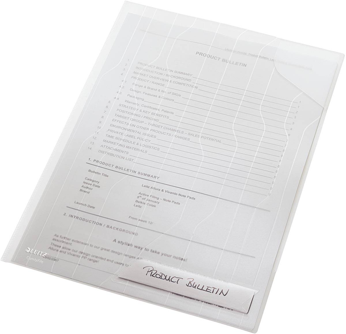 Leitz CombiFile premium U-mapje, PP, 200 micron, A4, pak van 5 stuks, transparant
