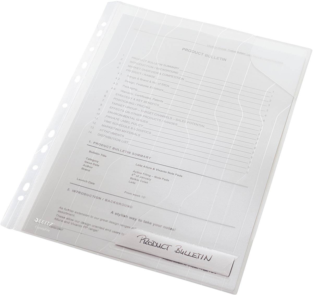 Leitz CombiFile premium U-mapje, PP, 200 micron, A4, pak van 5 stuks, transparant