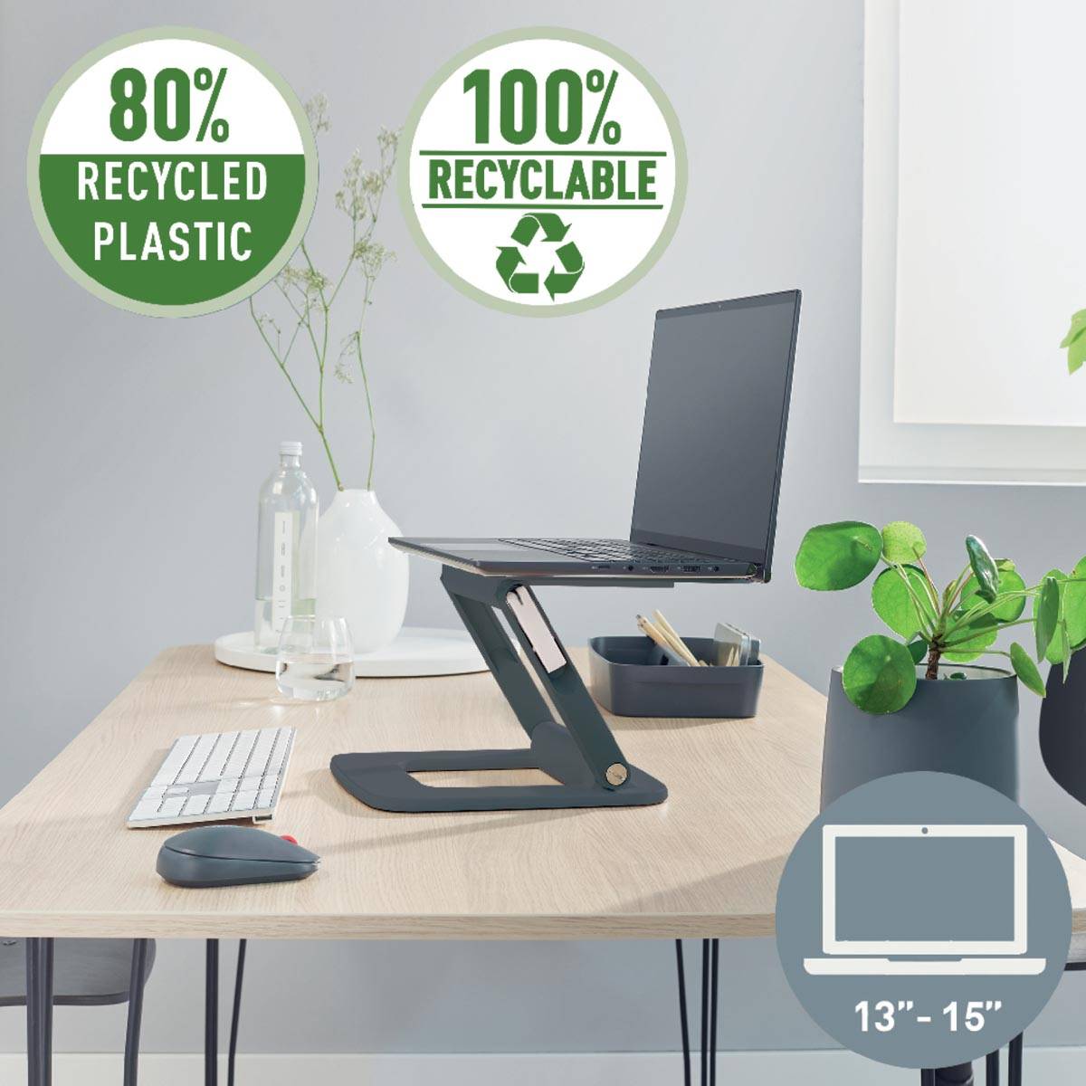 Leitz Ergo verstelbare laptopstandaard, grijs
