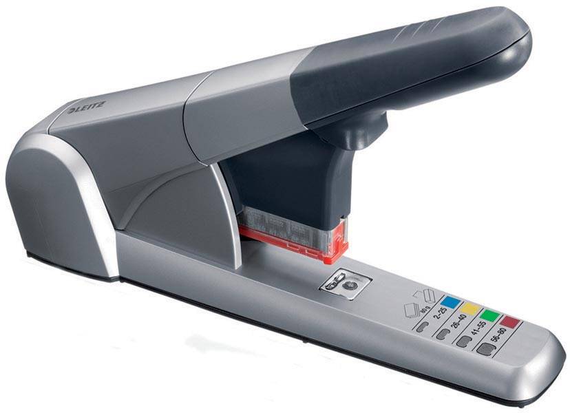 Leitz Heavy Duty nietmachine 5551, niet 80 vel, voor K6, K8, K10 en K12 nietcassettes, zilver