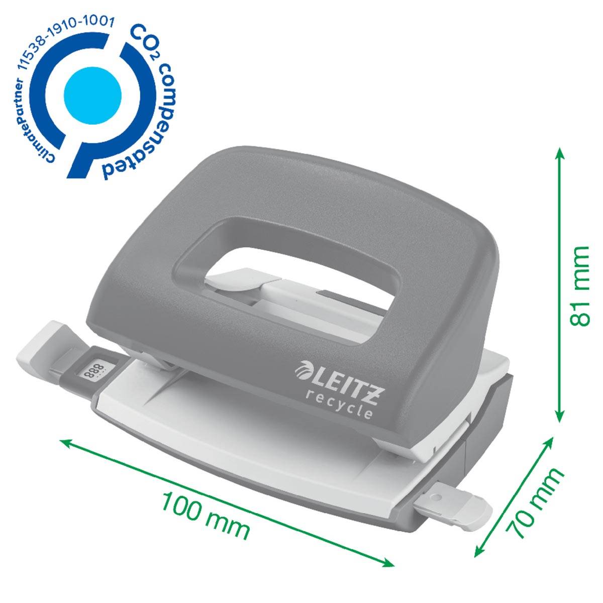 Leitz NeXXt Recycle Mini perforator, 10 blad, blauw