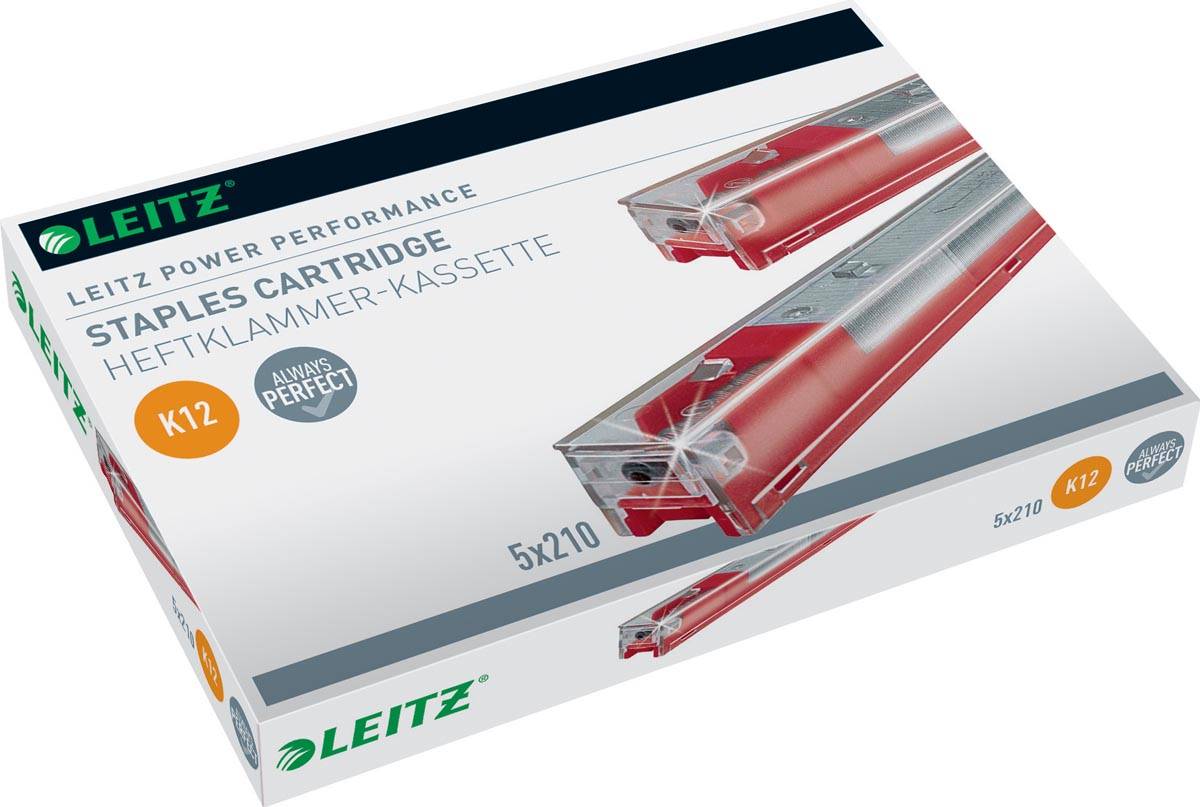 Leitz Power Performance K12 cartridge, 12mm pootlengte, 210 nietjes per cartridge