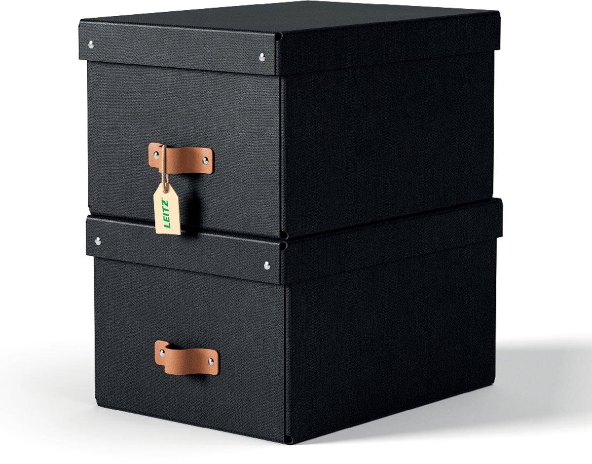 Leitz Puro opbergdoos, medium, ft A4, 17 liter, zwart, pak van 2 stuks