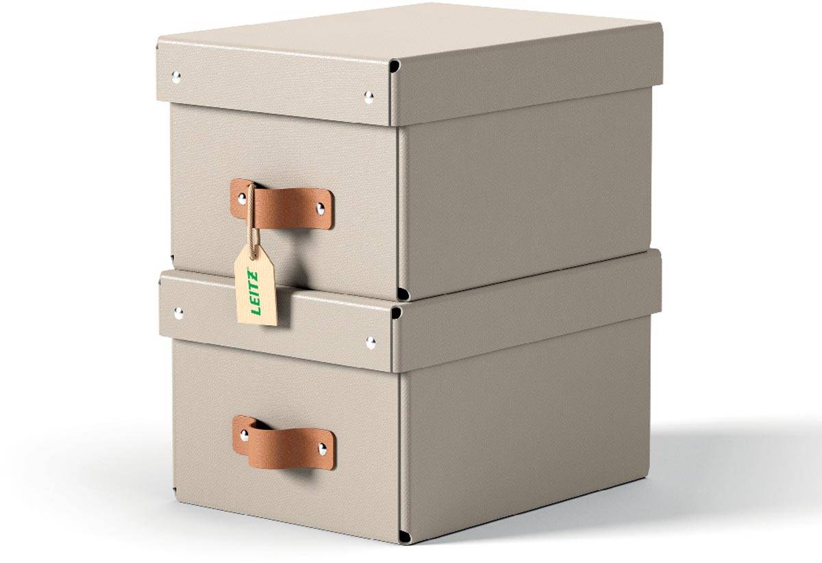 Leitz Puro opbergdoos, small, ft A5, 7 liter, beige, pak van 2 stuks