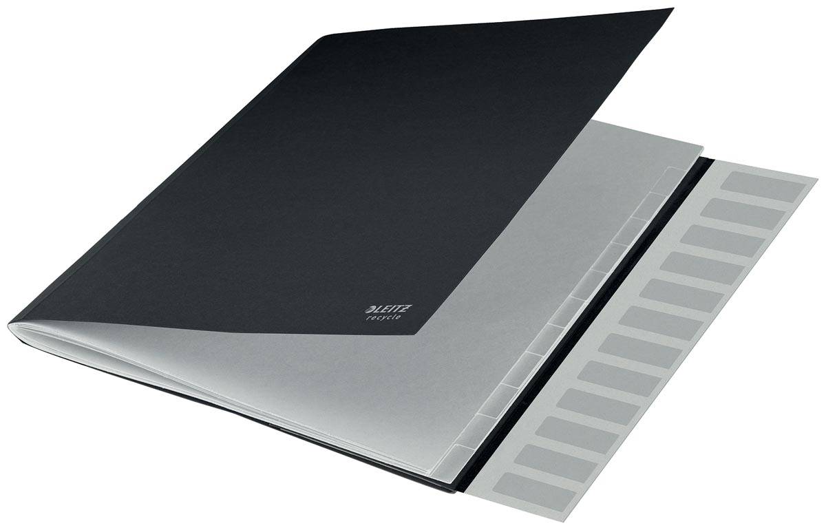Leitz Recycle sorteermap, karton, ft A4, 12 tabs, zwart