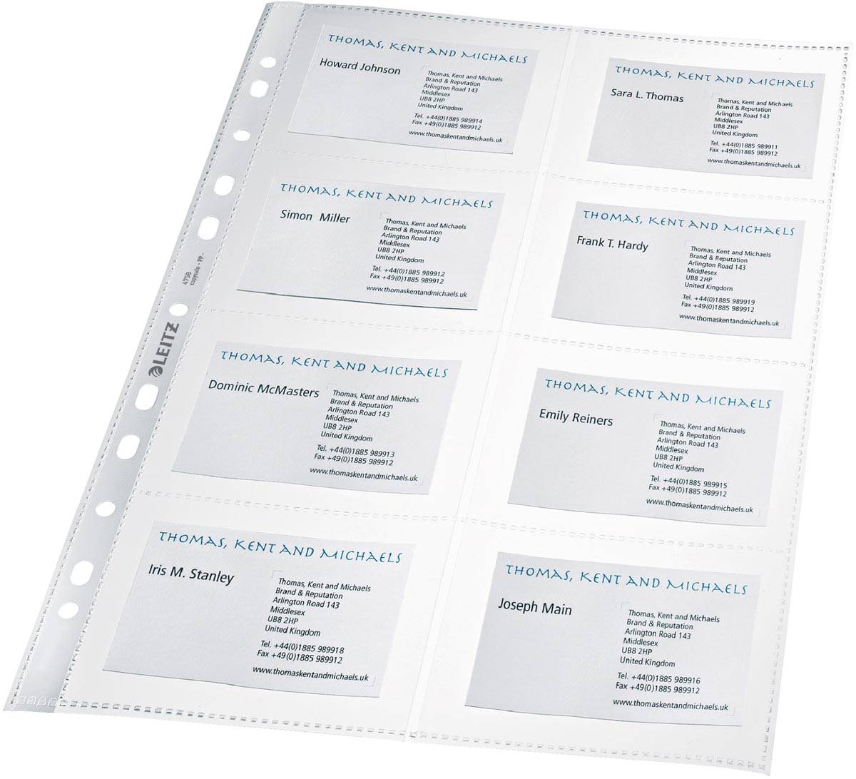 Leitz showtas ft A4 voor visitekaartjes, uit PP, pak van 10 stuks, 11-gaats perforatie