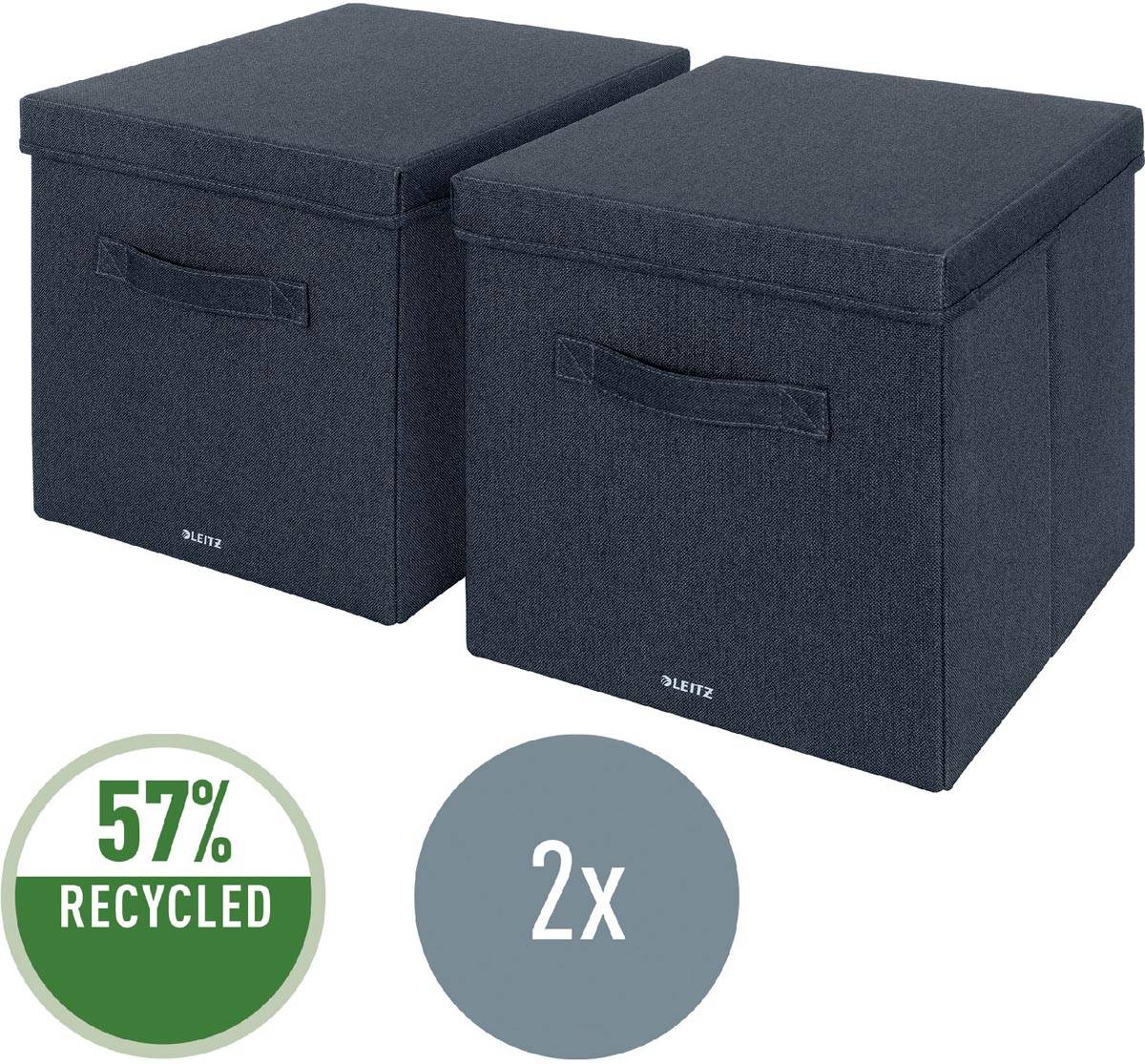 Leitz stoffen opbergdoos, large, grijs, set van 2 stuks