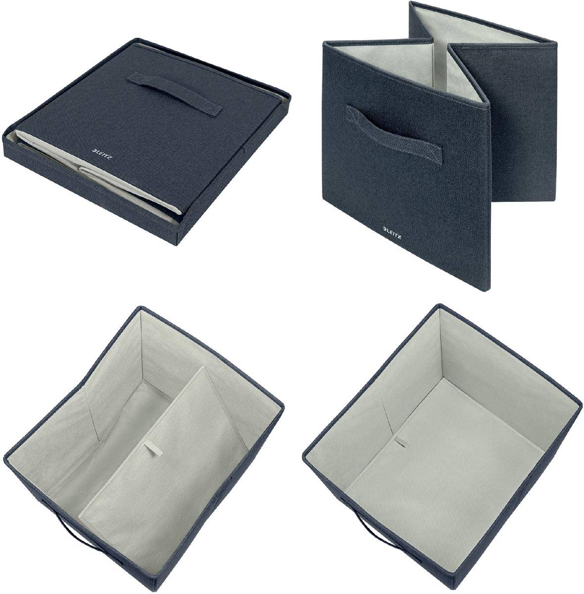 Leitz stoffen opbergdoos, large, grijs, set van 2 stuks