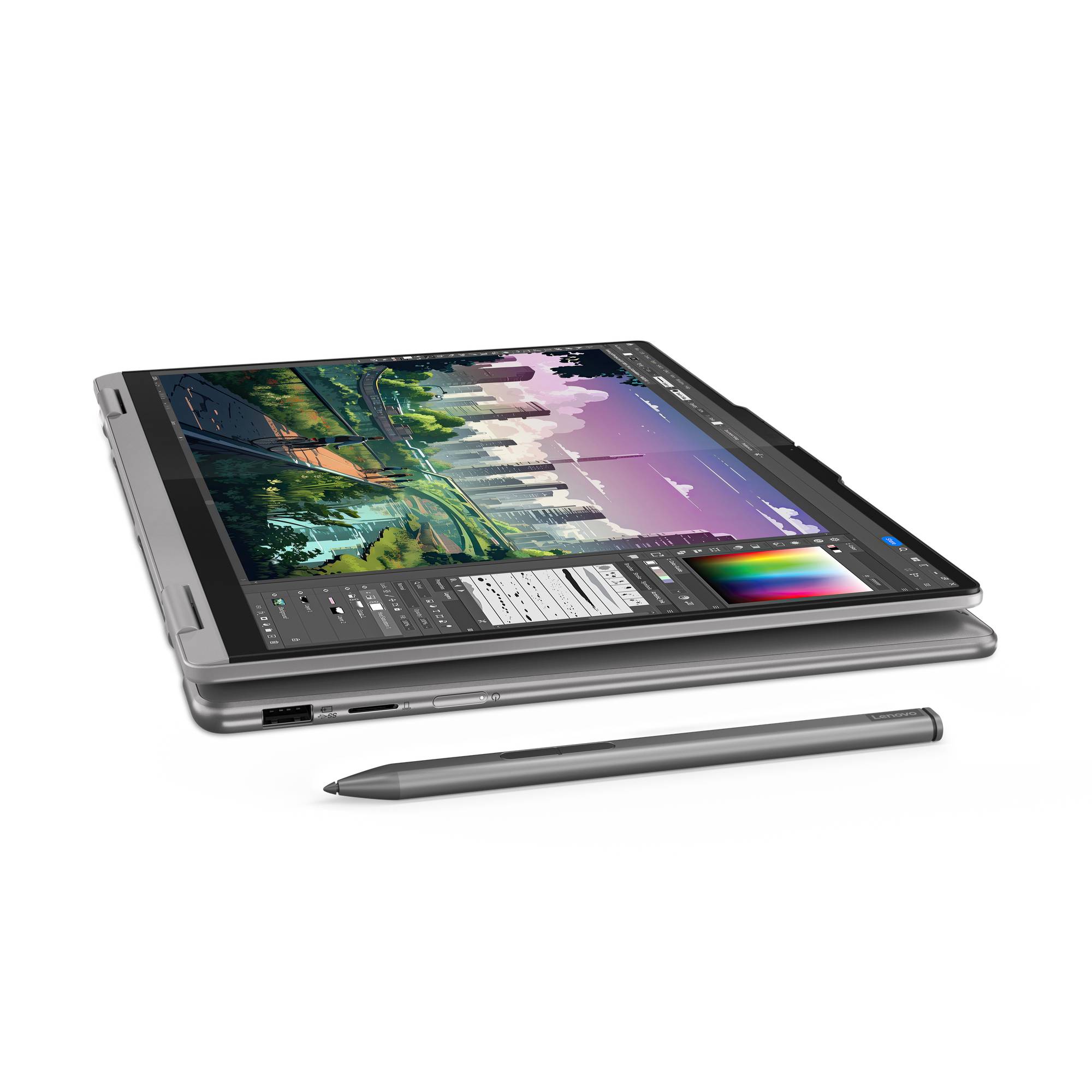 Lenovo Yoga 7 2-in-1 AMD Ryzen™ 7 8840HS Hybride (2-in-1) 35,6 cm (14") Touchscreen WUXGA 16 GB LPDDR5x-SDRAM 1 TB SSD Wi-Fi 6E (802.11ax) Windows 11 Home Grijs