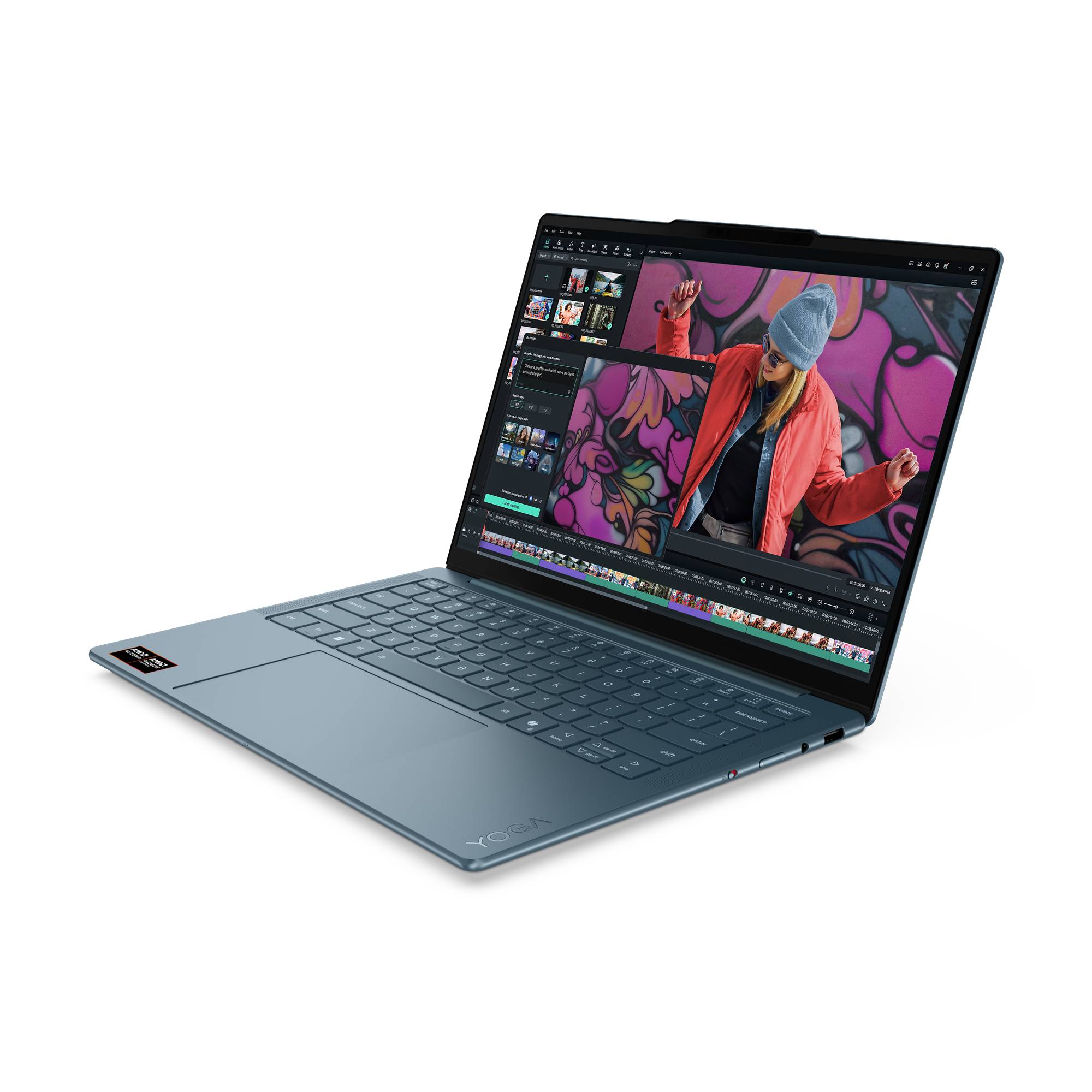 Lenovo Yoga Slim 7 14AKP10 Copilot+ PC AMD Ryzen AI 5 330 Laptop 35,6 cm (14") WUXGA 16 GB LPDDR5x-SDRAM 512 GB SSD Wi-Fi 7 (802.11be) Windows 11 Home Blauwgroen Belgisch