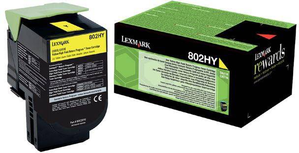 Lexmark Return Program toner 802, 3.000 pagina's, OEM 80C2HY0, geel
