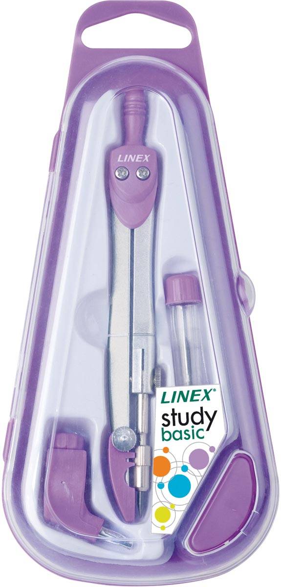 Linex schoolpasser 950, 3 -delig, in een ophangdoosje, in geassorteerde kleuren