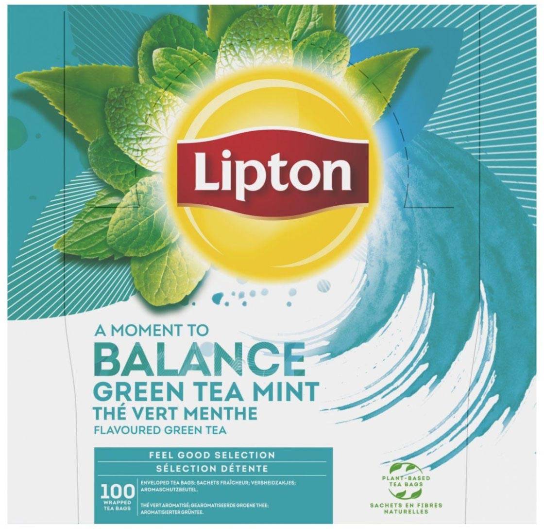 Lipton thee Feel Good Selection, Groene thee munt, doos van 100 zakjes