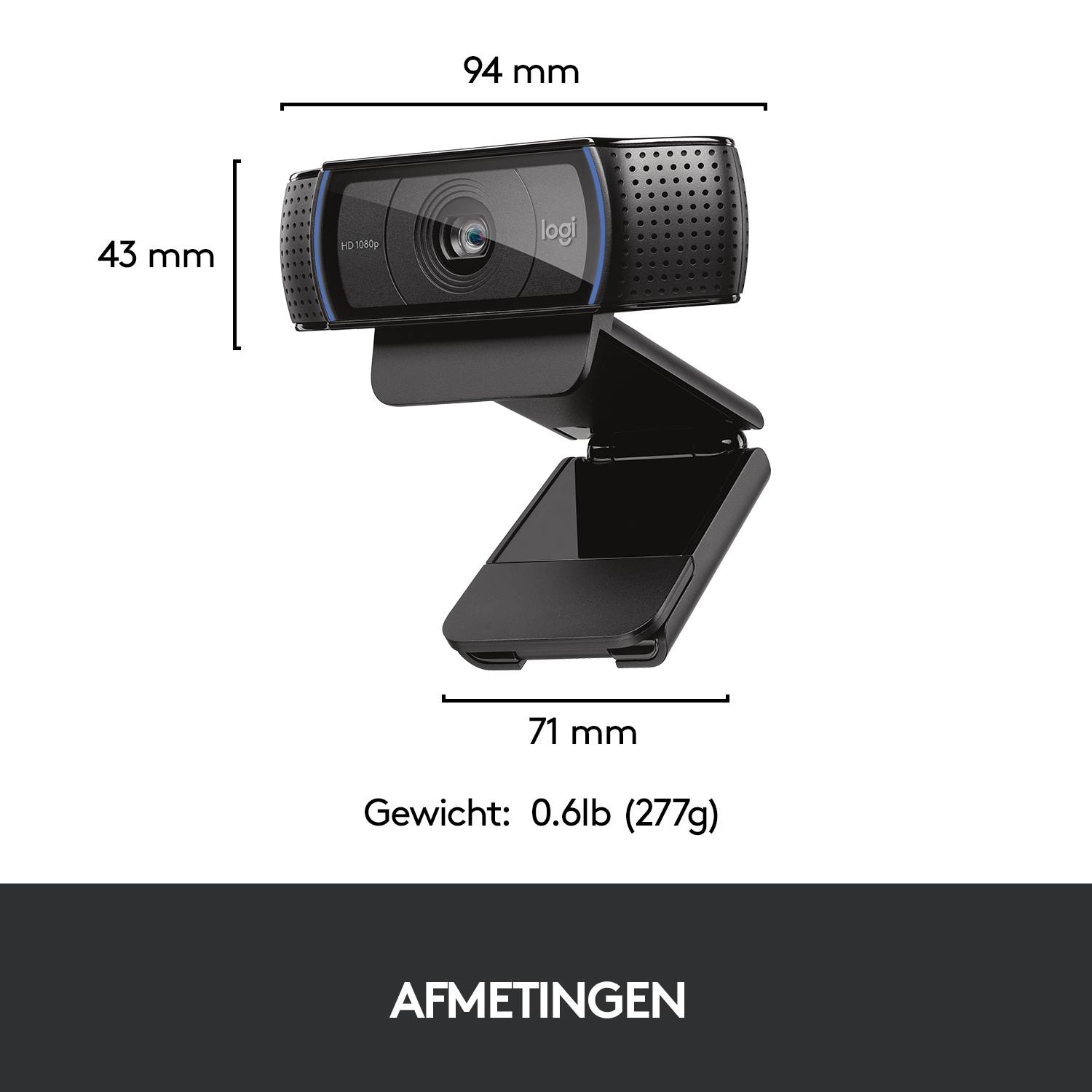 Logitech 960-001055 webcam 3 MP 1920 x 1080 Pixels USB Zwart