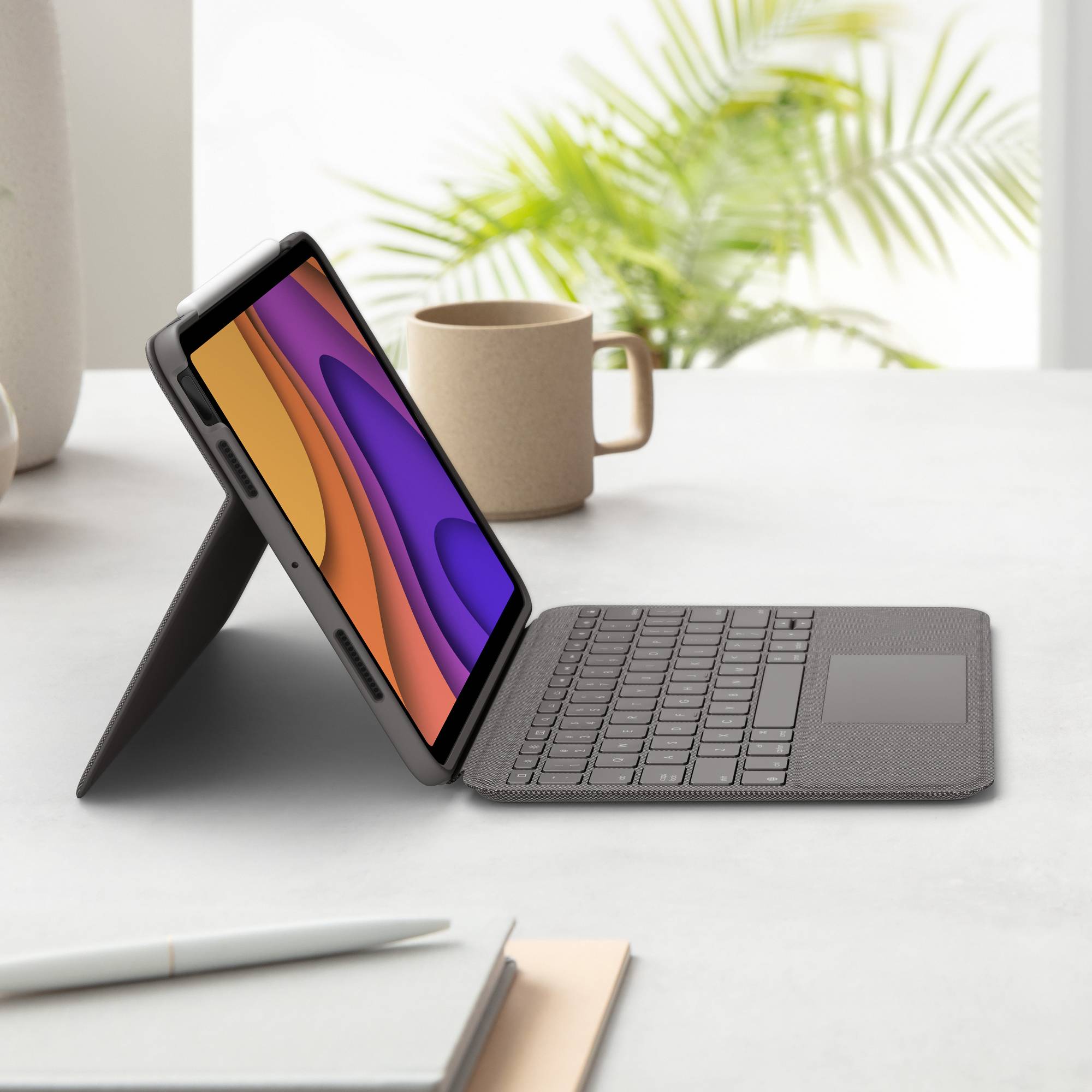 Logitech Folio Touch QWERTZ Duits Smart Connector Grijs