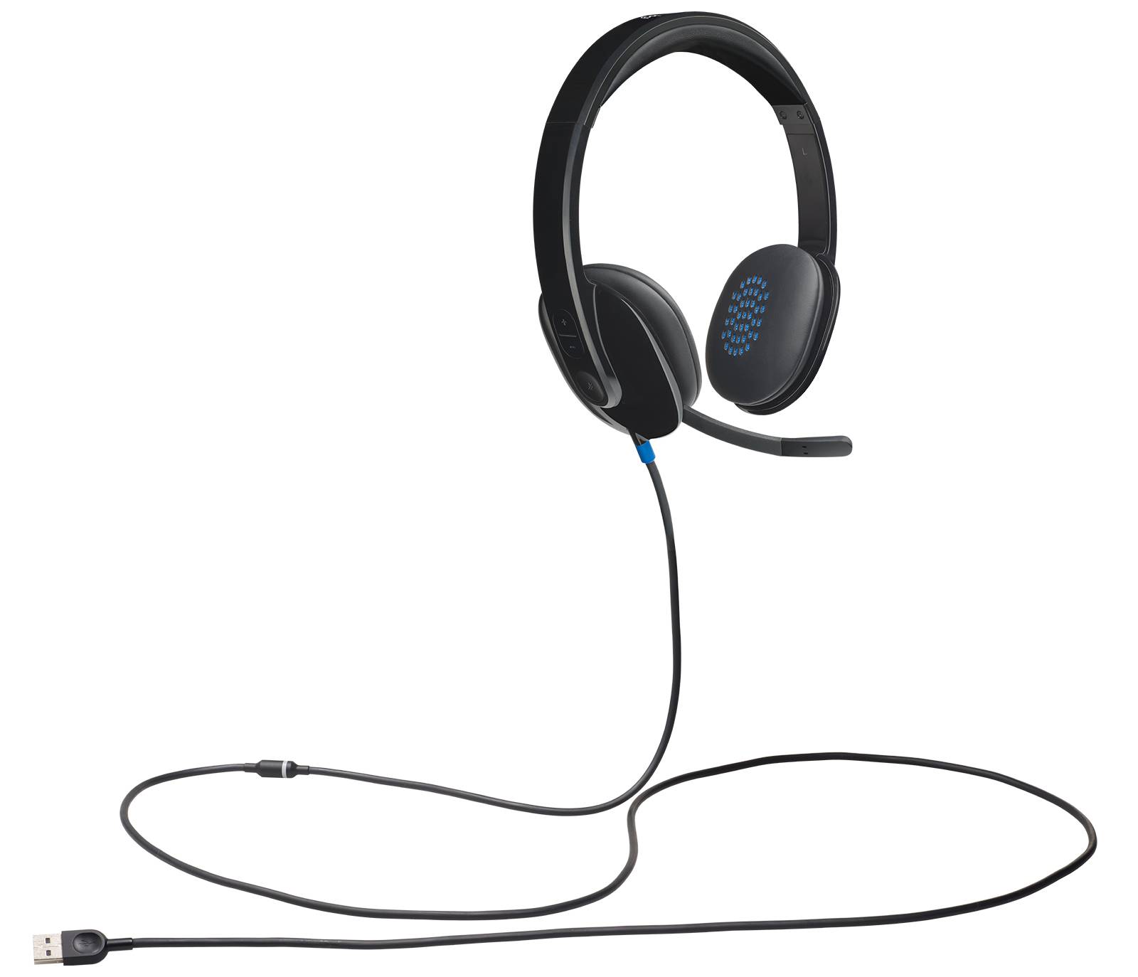 Logitech H540 USB Computer Headset Met high-definition geluid en knoppen op het oorstuk
