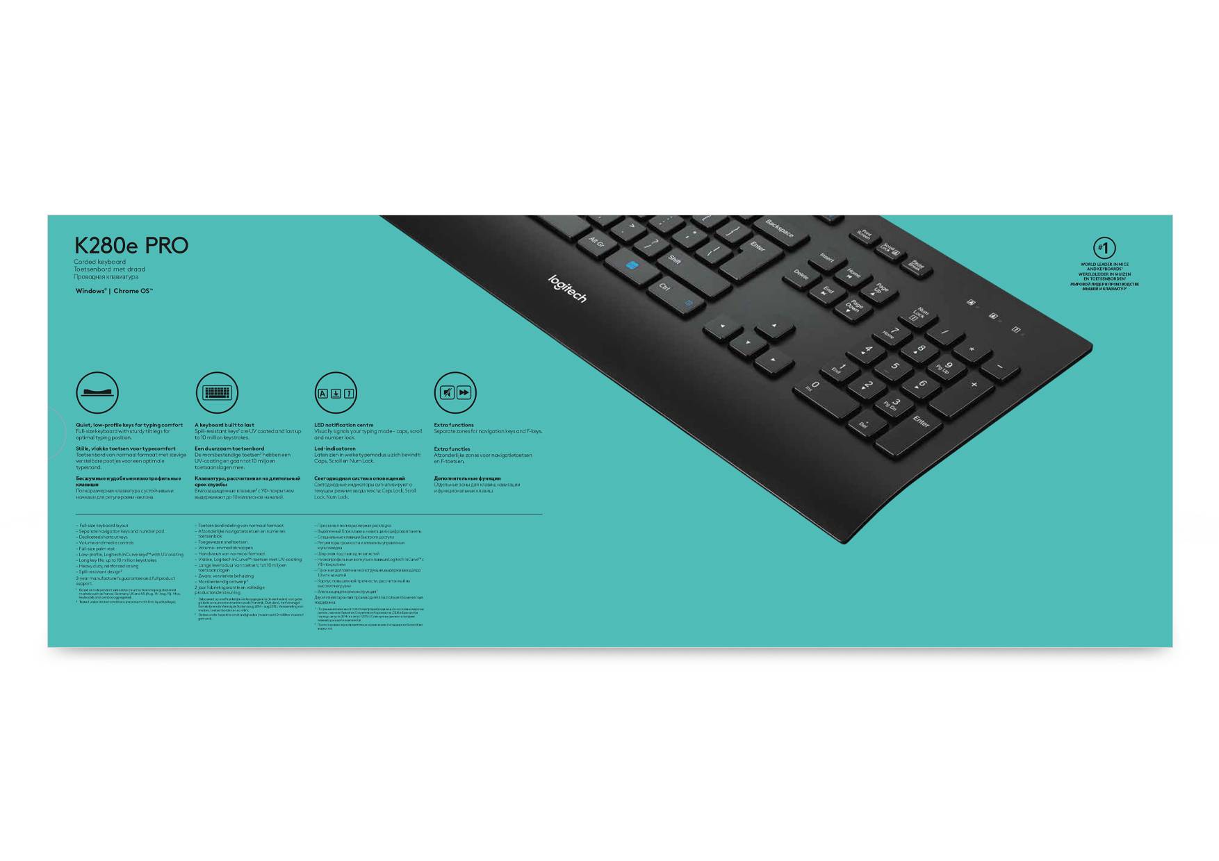 Logitech K280E Pro f/ Business toetsenbord Kantoor USB QWERTY US International Zwart