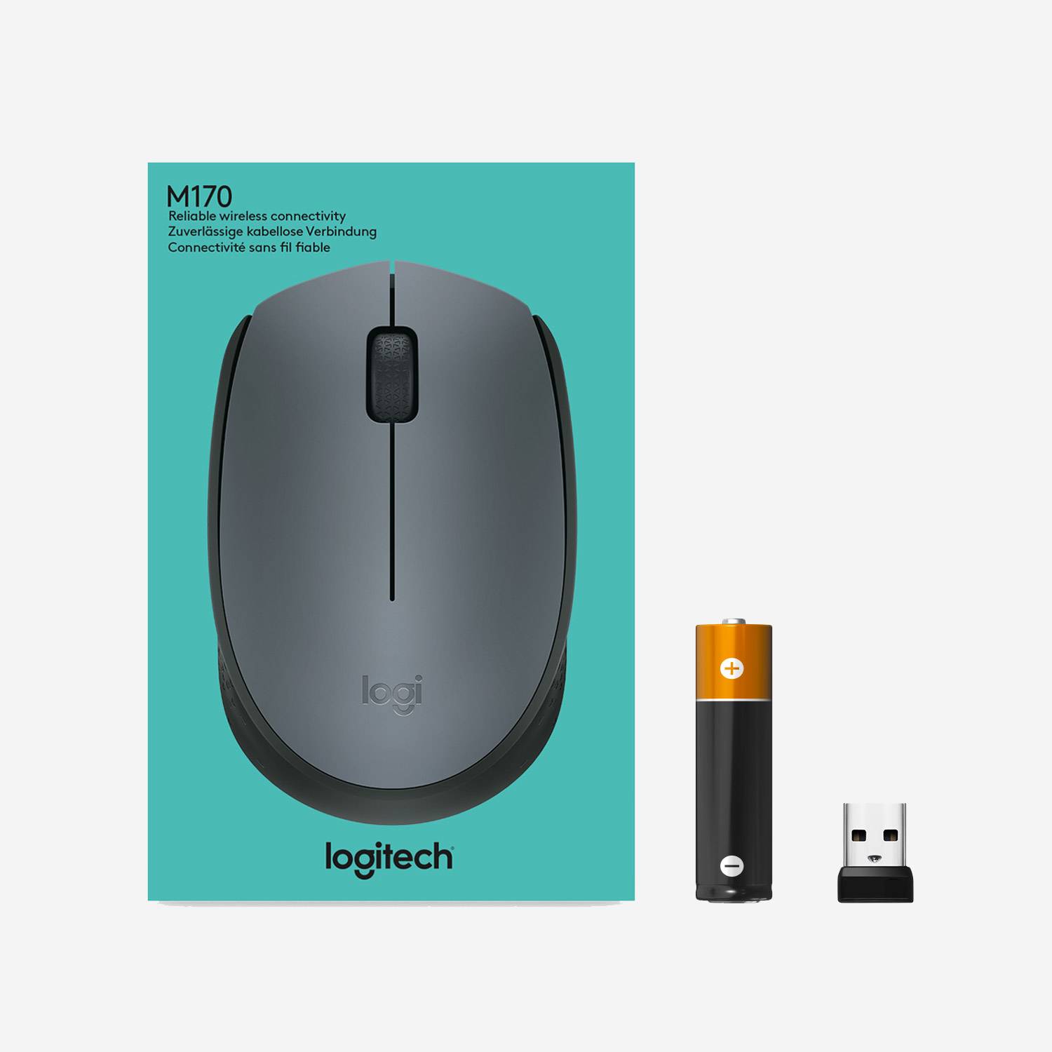 Logitech M170 Grey-K muis Kantoor Ambidextrous RF Draadloos Optisch 1000 DPI