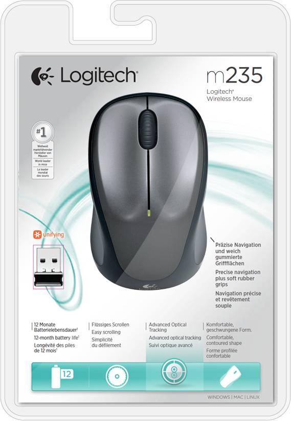 Logitech 910-002201 muis Kantoor Ambidextrous RF Draadloos Optisch 1000 DPI