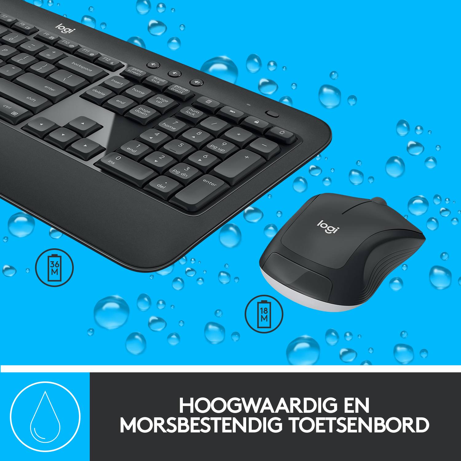 Logitech 920-008685 toetsenbord Inclusief muis Universeel RF Draadloos QWERTY US International Zwart, Wit