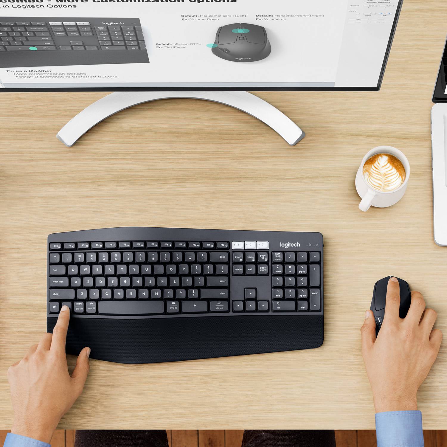 Logitech 920-008225 toetsenbord Inclusief muis Universeel RF-draadloos + Bluetooth AZERTY Belgisch Zwart