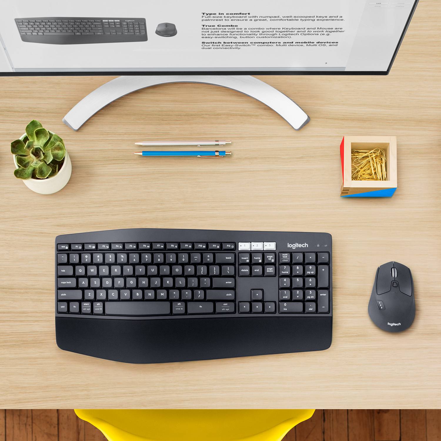 Logitech 920-008225 toetsenbord Inclusief muis Universeel RF-draadloos + Bluetooth AZERTY Belgisch Zwart