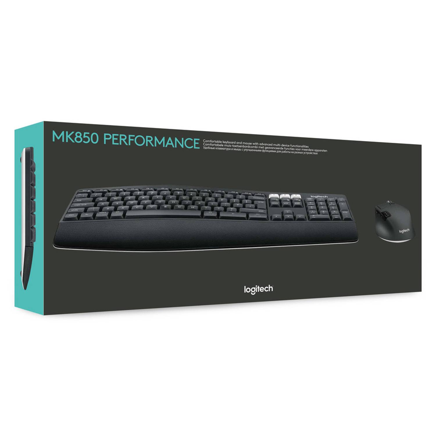 Logitech 920-008225 toetsenbord Inclusief muis Universeel RF-draadloos + Bluetooth AZERTY Belgisch Zwart