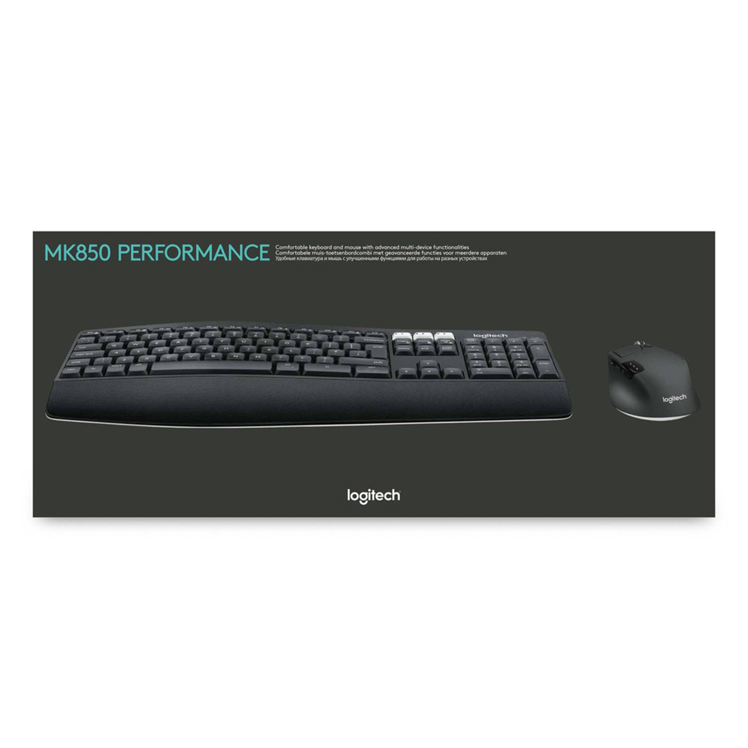 Logitech 920-008225 toetsenbord Inclusief muis Universeel RF-draadloos + Bluetooth AZERTY Belgisch Zwart