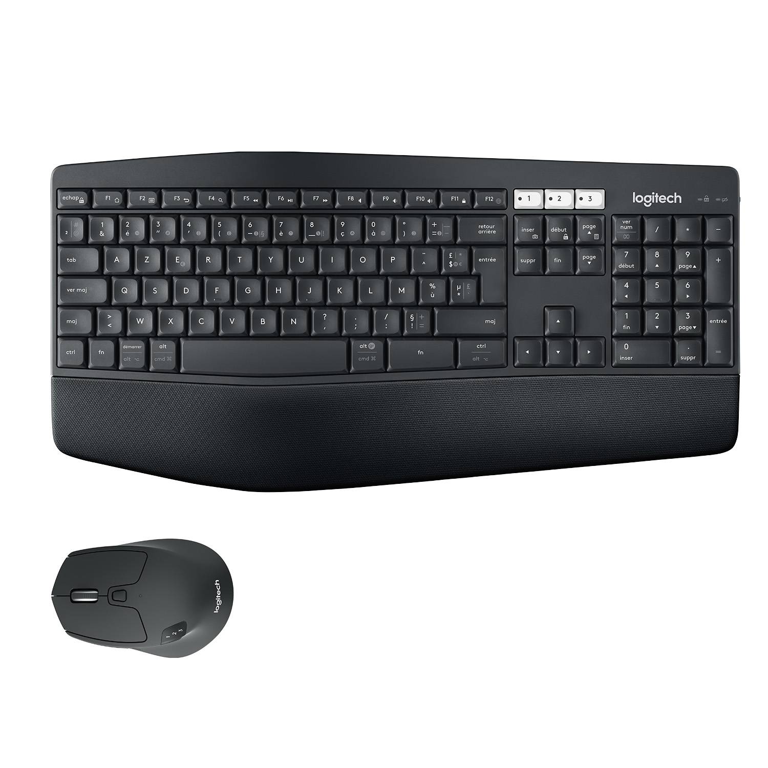 Logitech 920-008225 toetsenbord Inclusief muis Universeel RF-draadloos + Bluetooth AZERTY Belgisch Zwart