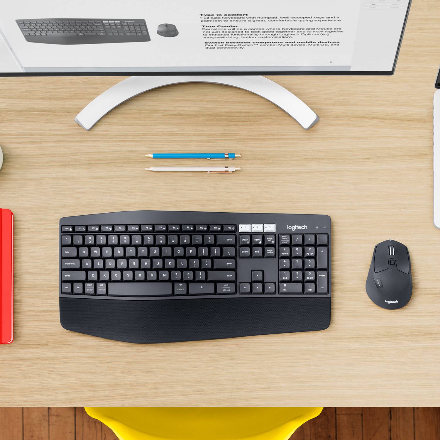 Logitech 920-008225 toetsenbord Inclusief muis Universeel RF-draadloos + Bluetooth AZERTY Belgisch Zwart