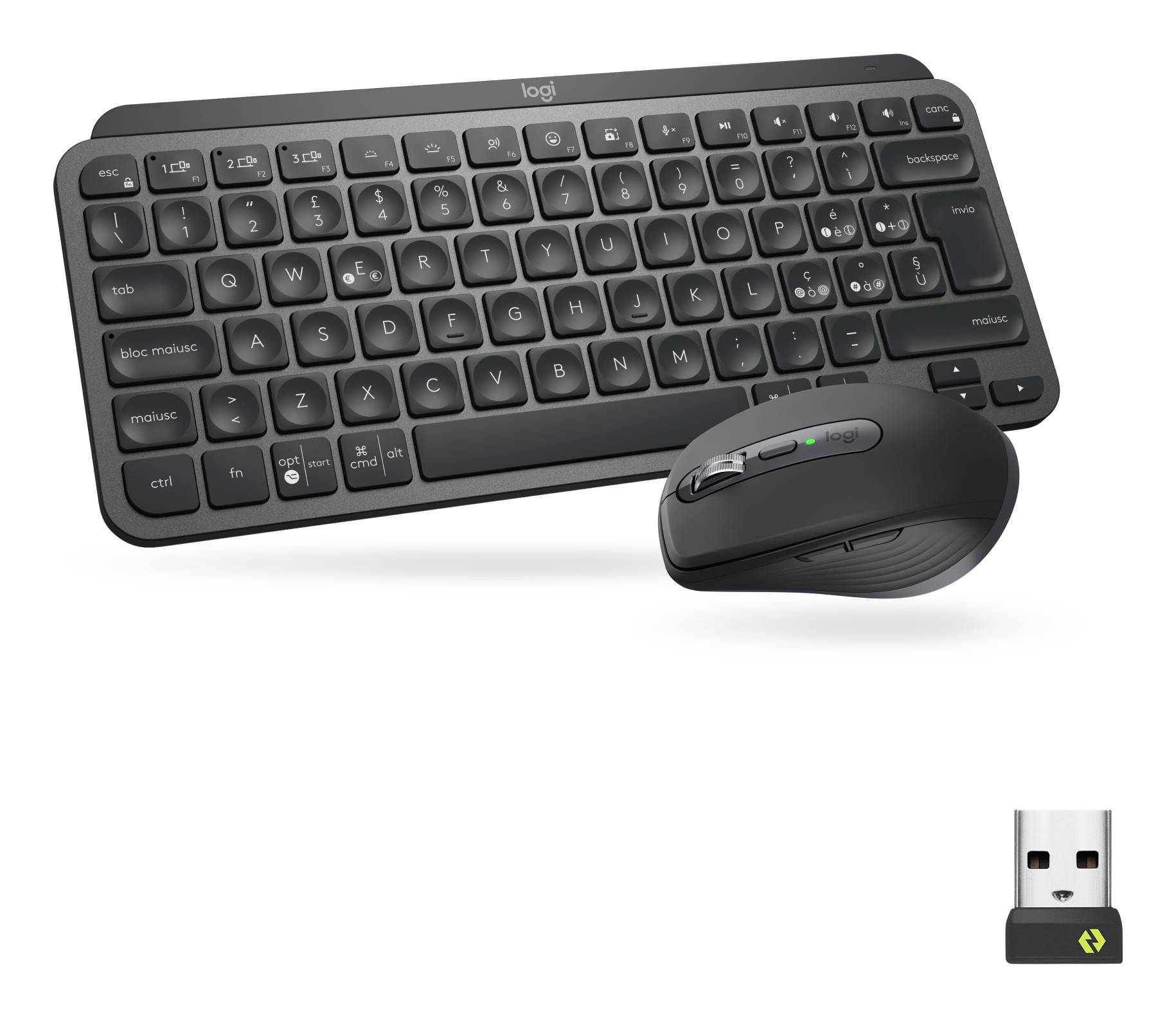 Logitech MX Keys Mini Combo for Business toetsenbord Inclusief muis Kantoor Bluetooth QWERTY Italiaans Grafiet