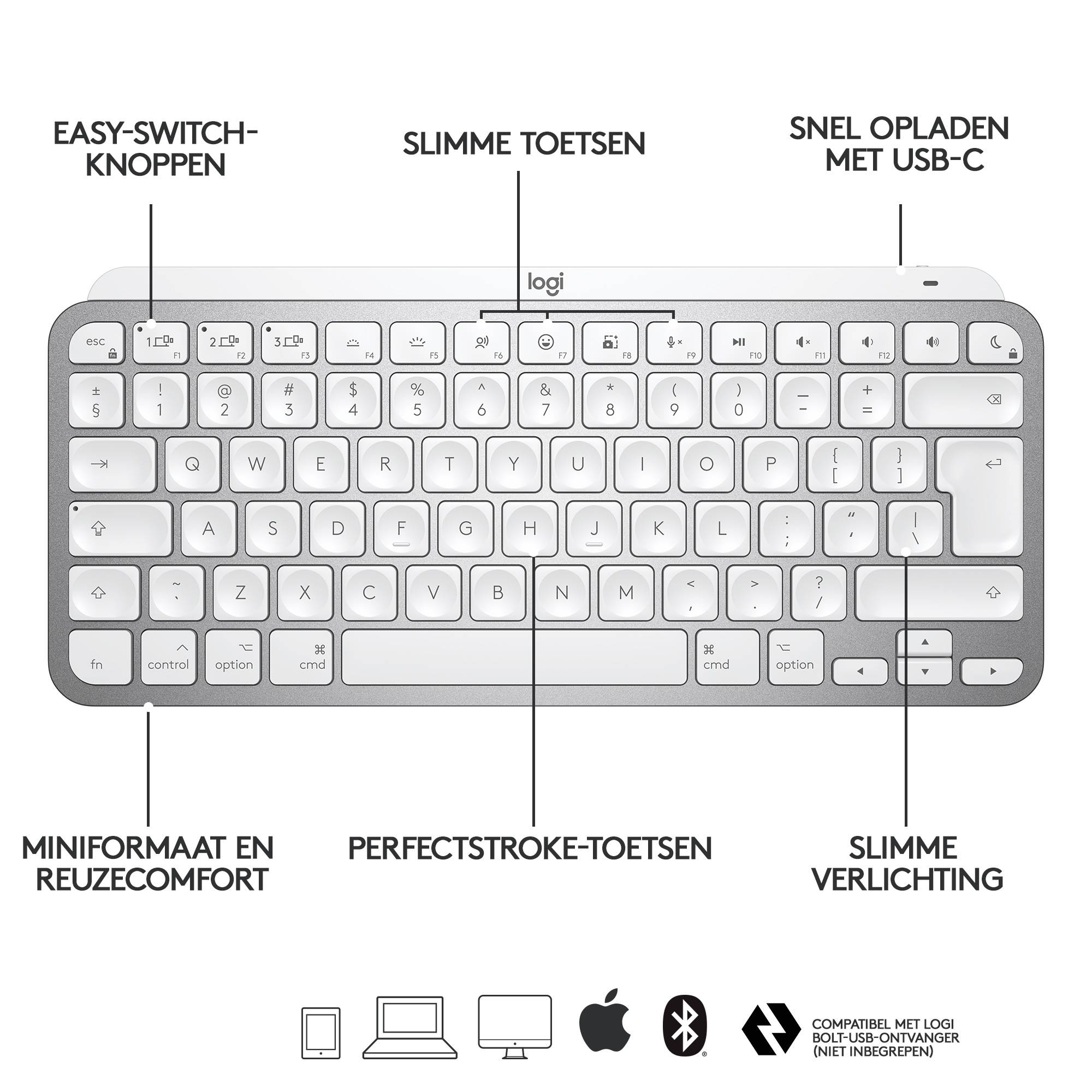 Logitech Master 920-010520 toetsenbord Kantoor Bluetooth AZERTY Frans Grijs