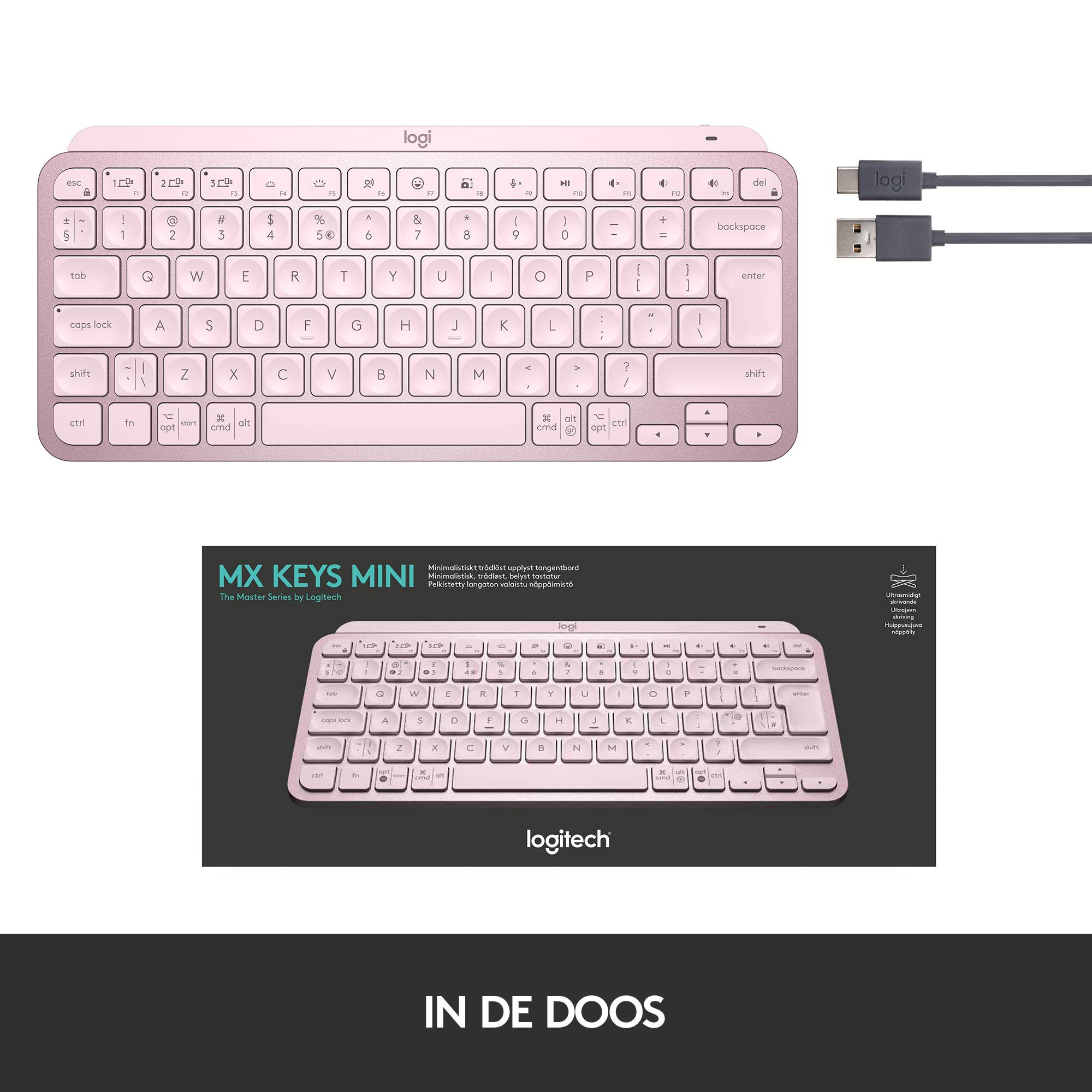 Logitech Master MX Keys Mini Qwerty US, Roze