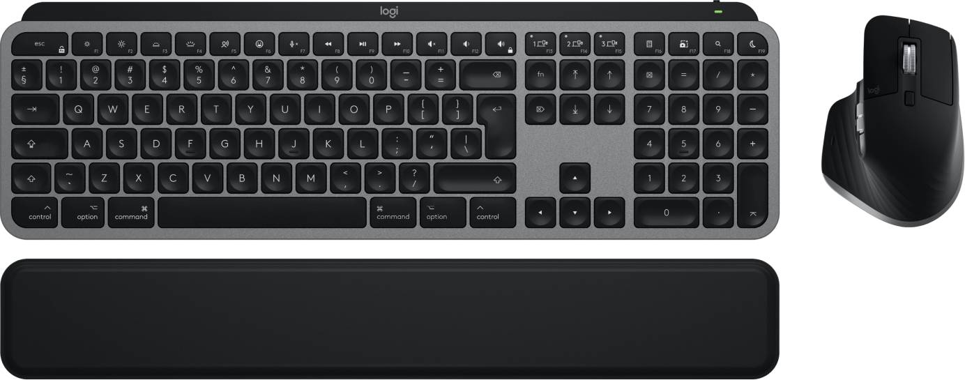 Logitech Master MX Keys S Combo for Mac toetsenbord Inclusief muis Thuis/Werk RF-draadloos + Bluetooth QWERTY US International Aluminium, Zwart