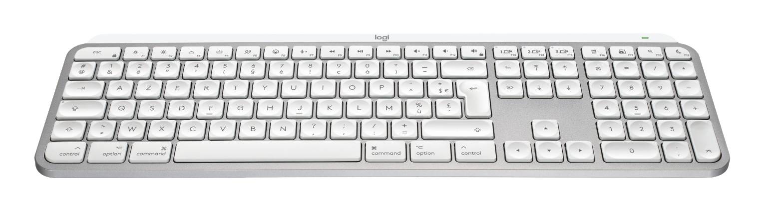 Logitech Master MX Keys S for Mac toetsenbord Kantoor RF-draadloos + Bluetooth AZERTY Frans Aluminium, Wit