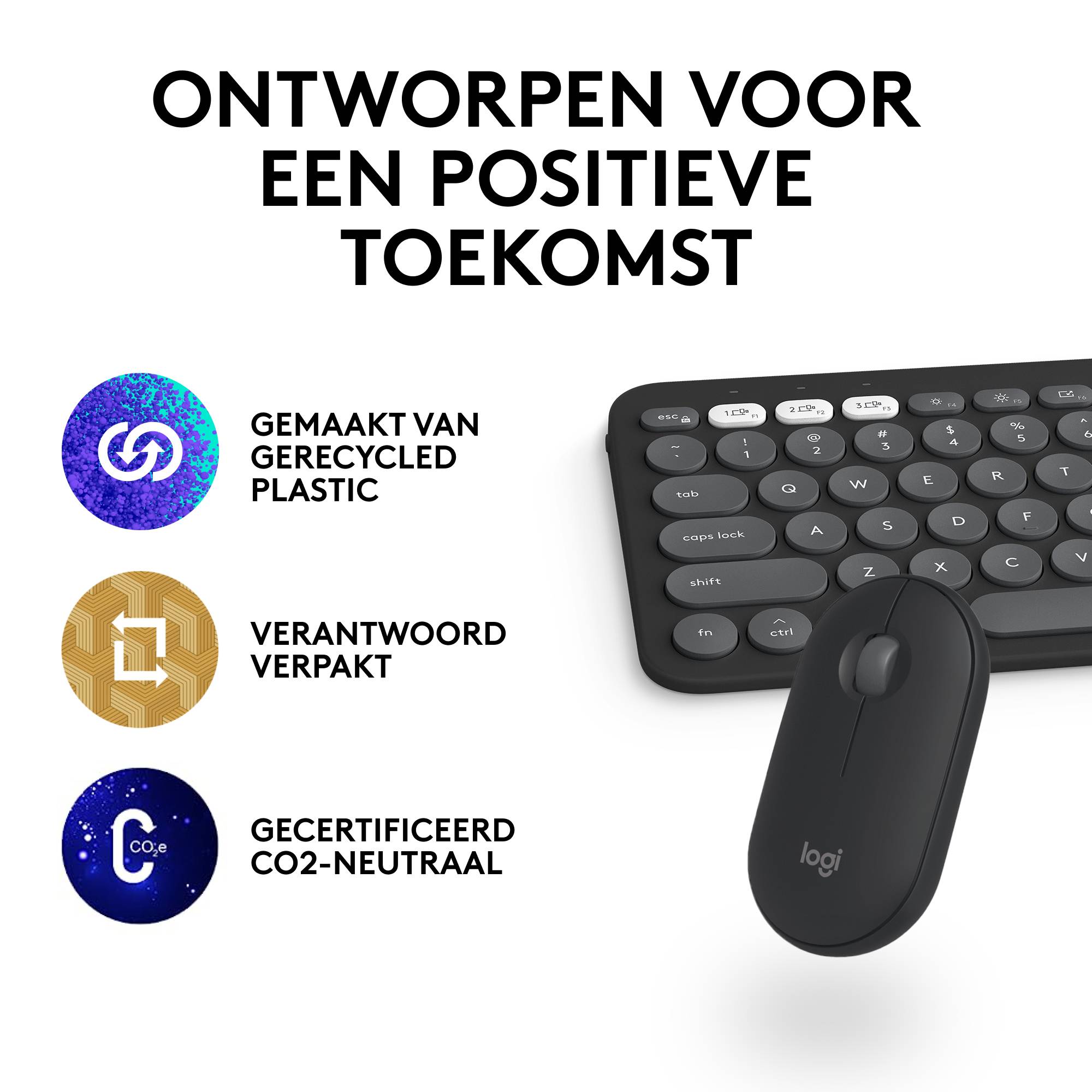Logitech 920-012214 toetsenbord Inclusief muis Universeel RF-draadloos + Bluetooth AZERTY Frans Grafiet
