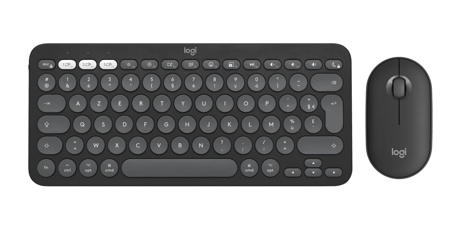 Logitech 920-012214 toetsenbord Inclusief muis Universeel RF-draadloos + Bluetooth AZERTY Frans Grafiet