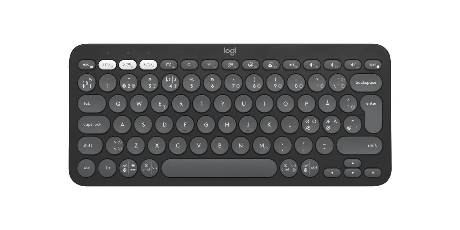 Logitech Pebble Keys 2 K380s Qwerty Nordic, Grafiet