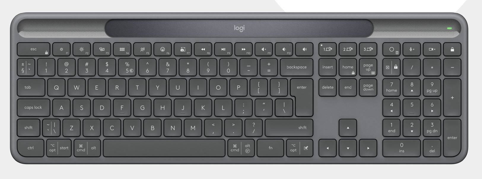 Logitech Signature Slim Solar+ K980 for Business toetsenbord Universeel RF-draadloos + Bluetooth QWERTY US International Grafiet