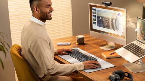 Logitech Signature Slim Solar+ K980 toetsenbord Universeel RF-draadloos + Bluetooth QWERTZ Duits Grafiet