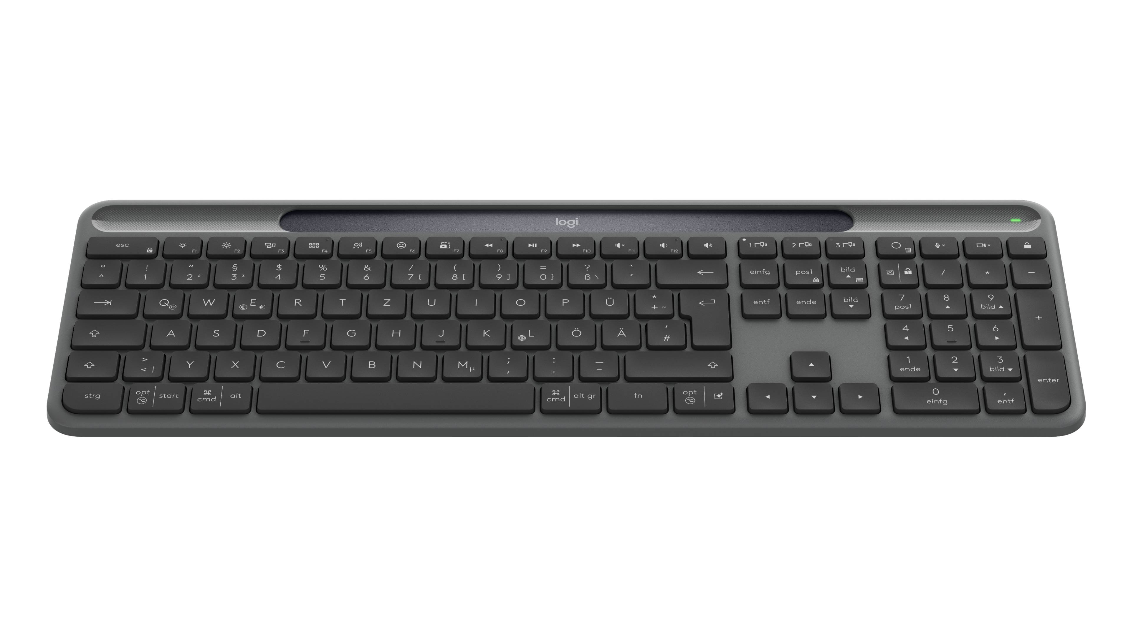 Logitech Signature Slim Solar+ K980 toetsenbord Universeel RF-draadloos + Bluetooth QWERTZ Duits Grafiet