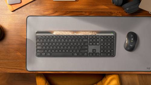 Logitech Signature Slim Solar+ K980 toetsenbord Universeel RF-draadloos + Bluetooth QWERTZ Duits Grafiet