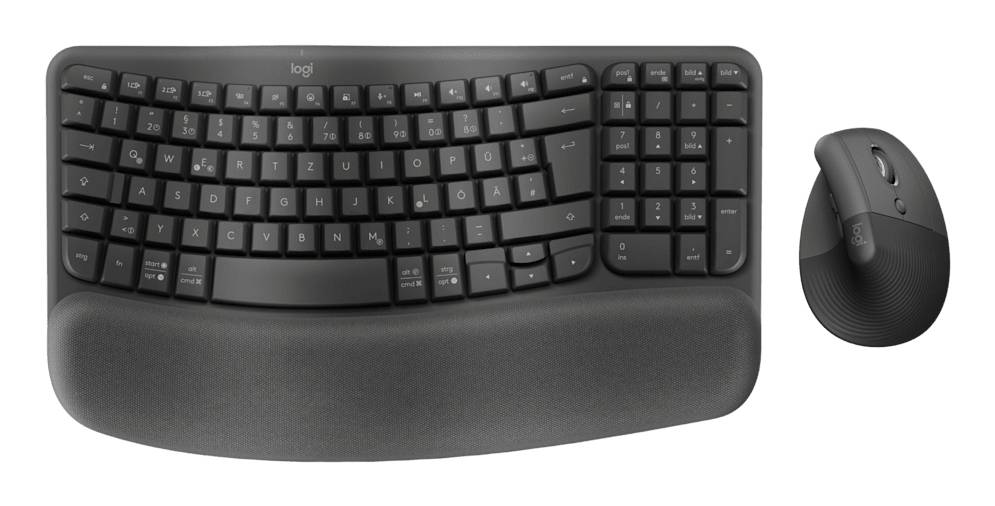 Logitech Wave Keys and Lift Combo toetsenbord Inclusief muis Universeel Bluetooth QWERTZ Duits Grafiet