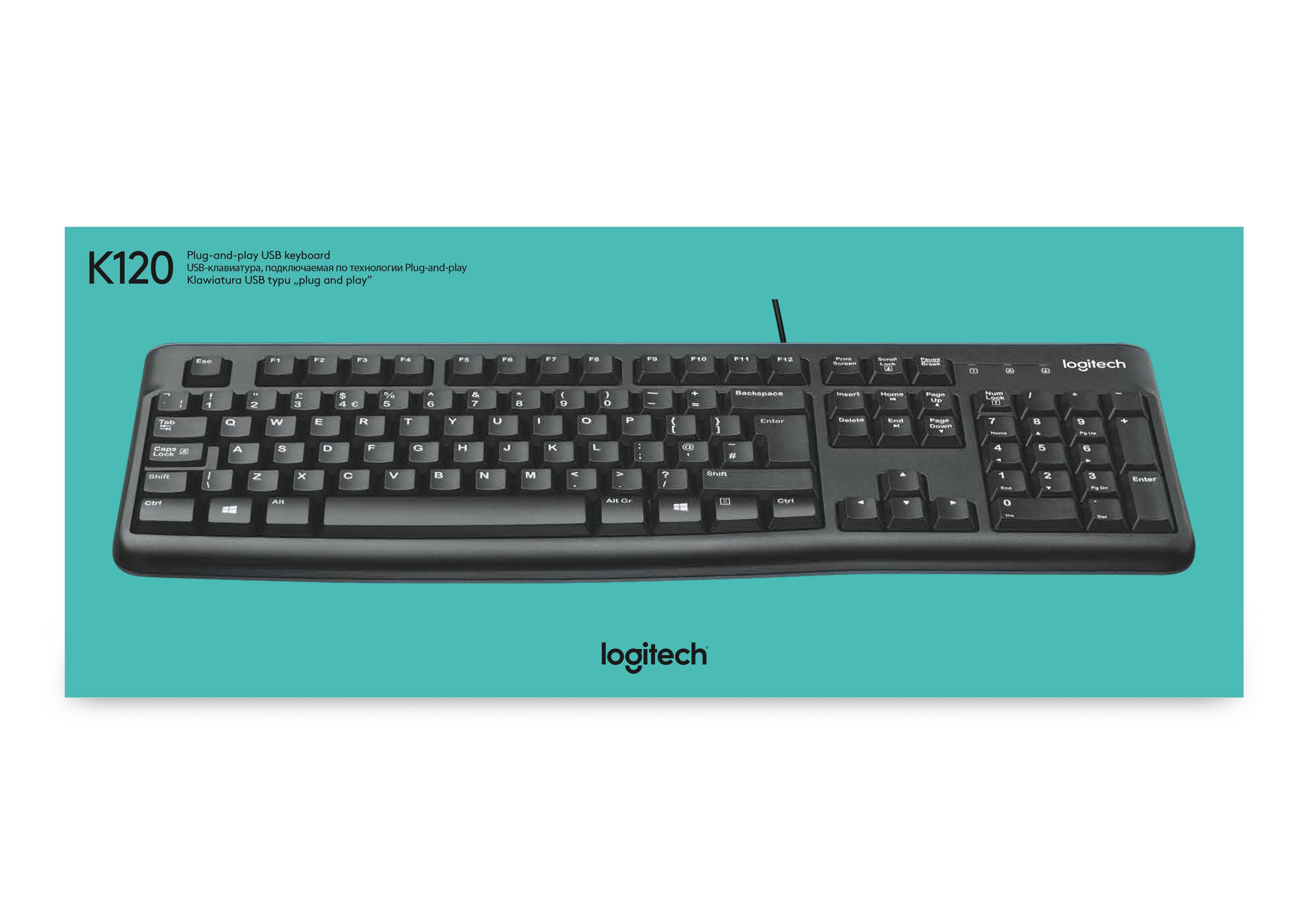 Logitech Keyboard K120 for Business toetsenbord Kantoor USB AZERTY Belgisch Zwart