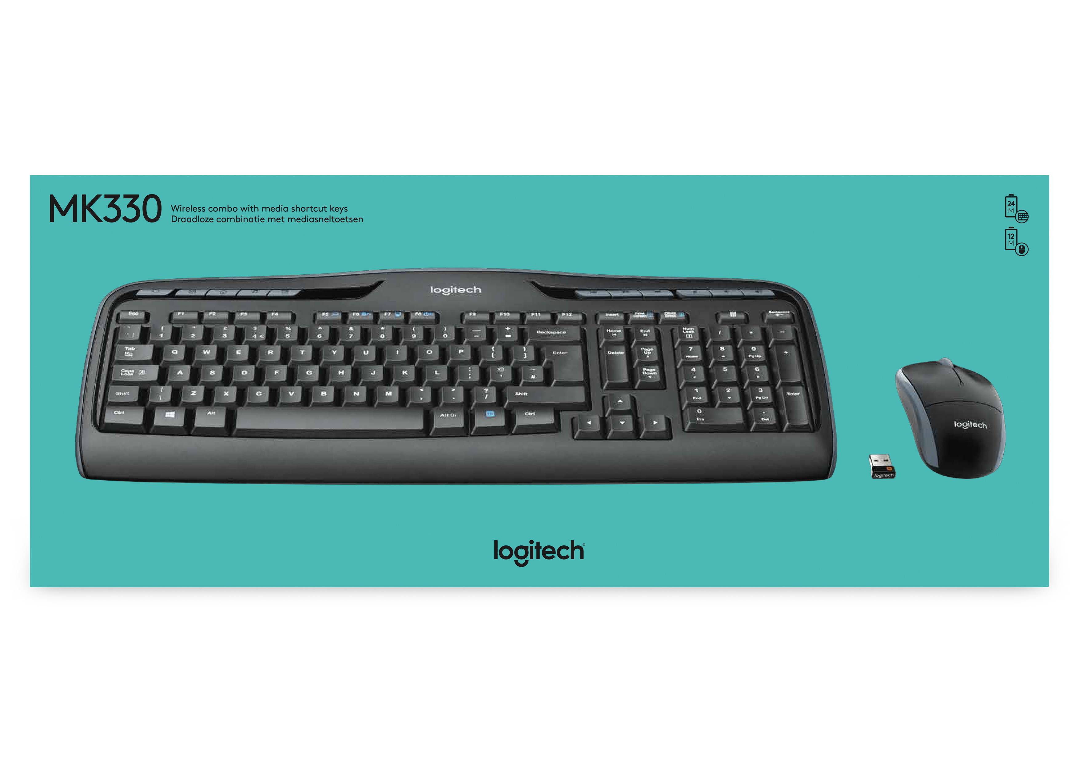 Logitech Wireless Combo MK330 toetsenbord Inclusief muis Kantoor USB QWERTY US International Zwart