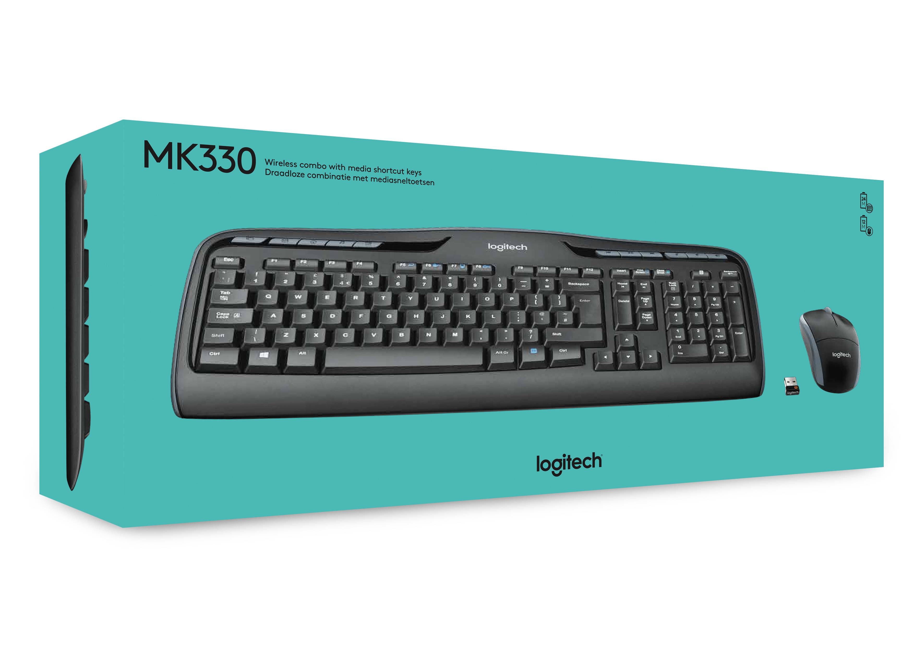 Logitech Wireless Combo MK330 toetsenbord Inclusief muis Kantoor USB QWERTY US International Zwart