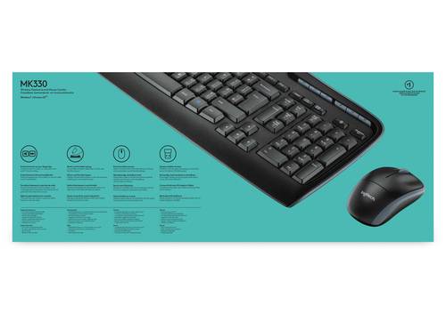 Logitech Wireless Combo MK330 toetsenbord Inclusief muis Kantoor USB QWERTY US International Zwart