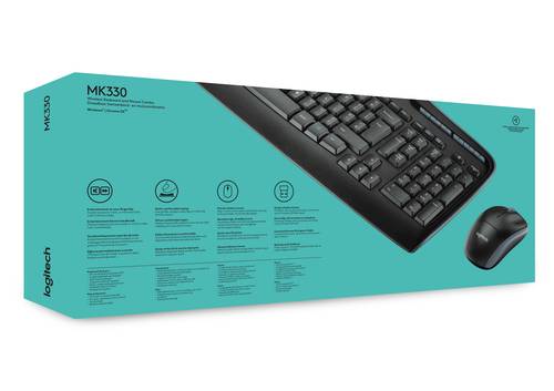 Logitech Wireless Combo MK330 toetsenbord Inclusief muis Kantoor USB QWERTY US International Zwart