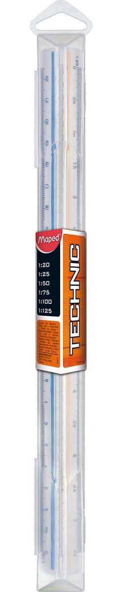 Maped driekantige schaallat, schaalverdeling 1:20, 1:25, 1:50, 1:75, 1:100, 1:125, oranje