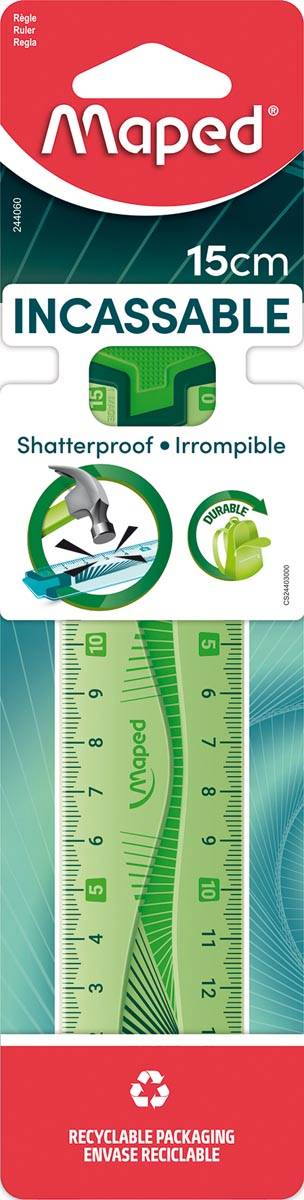 Maped lat Flex onbreekbaar 15 cm, met dubbele graduatie